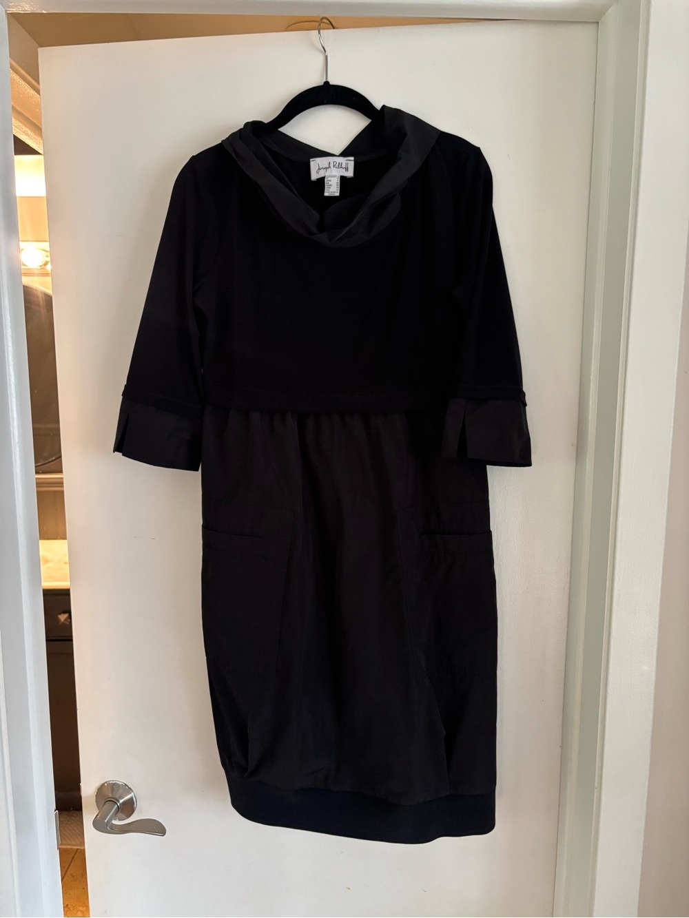 Joseph Ribkoff Black Midi Dress with Cowl Neck